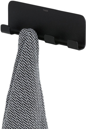 TIGER Wall-Mounted Bathroom Hook with 4 Positions ​15.4x15.5cm Black