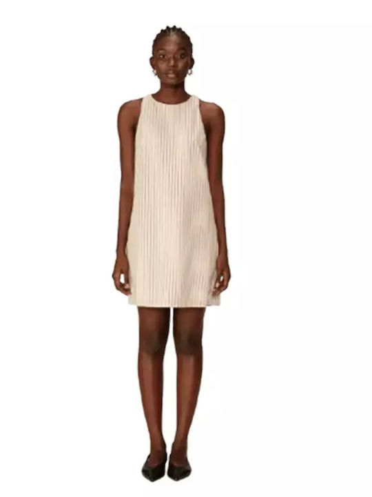 Summer Mini Shirt Dress Beige