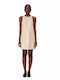 Summer Mini Shirt Dress Beige