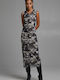 Midi Evening Dress with Tulle Black