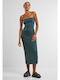 Sommer Midi Kimonoförm Dress Bottlegreen