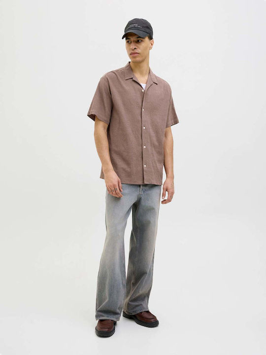 Jack & Jones Short-sleeved Cotton Shirt in Wide...