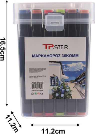 Tpster Μαρκαδόροι Ζωγραφικής Χονδροί Σετ 36 χρώματα
