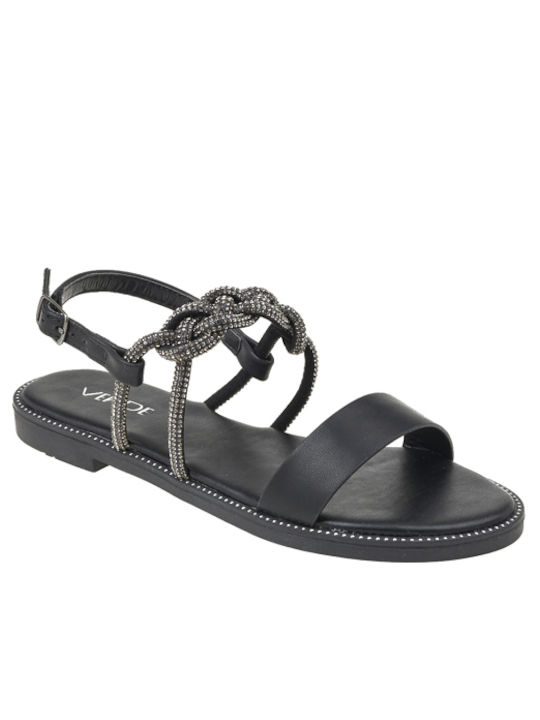 Verde Verde Damen Flache Sandalen Schwarz