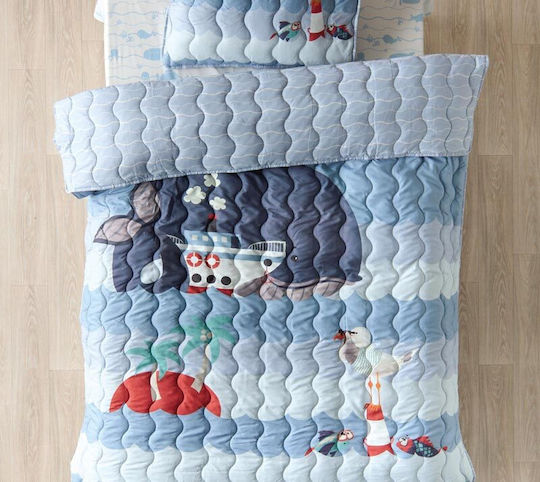 Kentia Kids Quilts Set Single with Pillowcase Balena Blue 160x240cm
