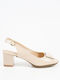 Peep Toe Heels from Patent Leather with Beige Strap