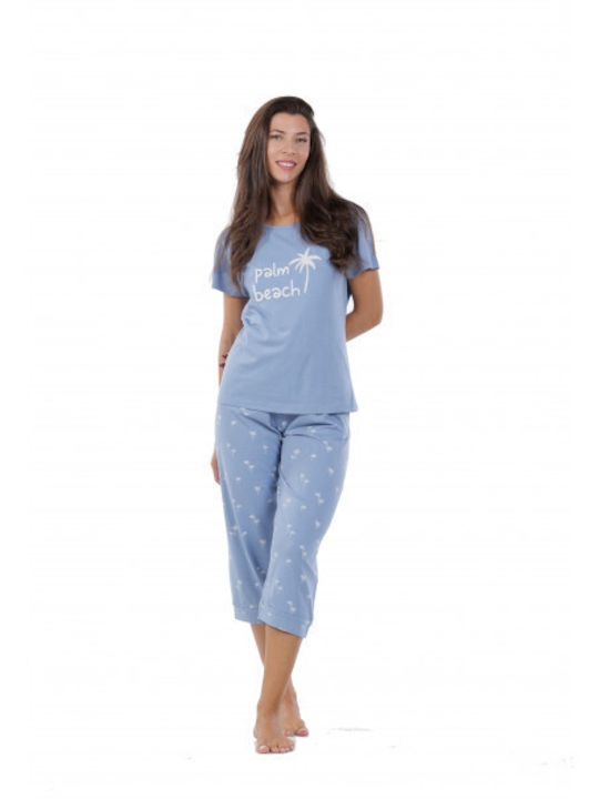 MEI Sommer Damen Pyjama-Set Sky Blue