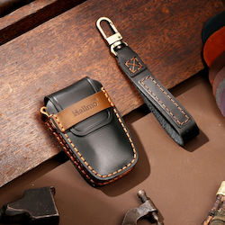 Hallmo Car Cowhide Leather Protective Key Cover Case for Toyota Corolla 2018 3 Buttons Black