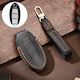 Hallmo Car Cowhide Leather Protective Key Cover Key Case Nissan Sylphy Tail Box 3 Buttons Black