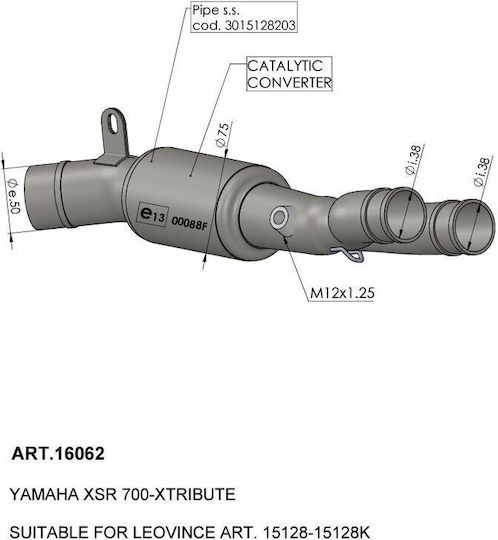 Leovince Катализатор Стоманен 4-тактов 16062 Yamaha Xsr 700 Abs 21-24