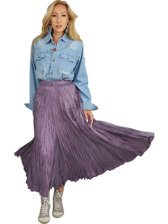 Satin High-waisted Maxi Skirt Purple