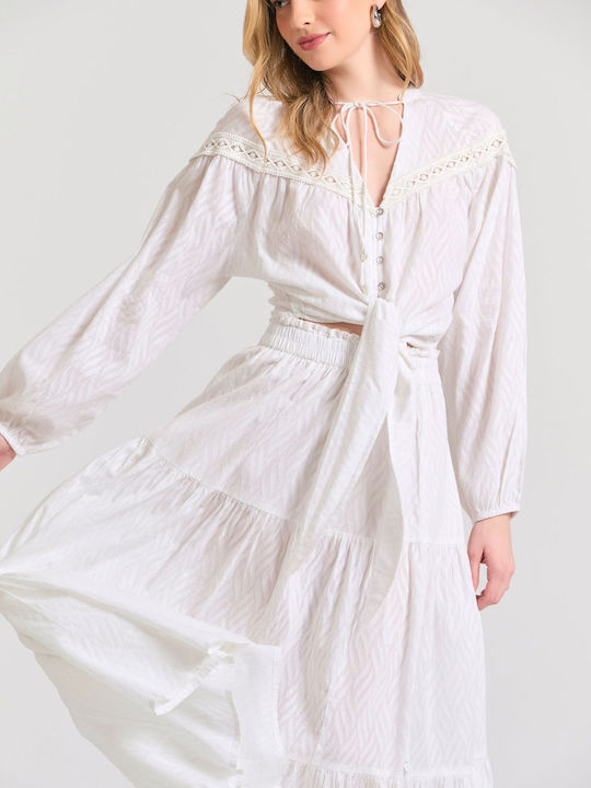 High-waisted Maxi Skirt White