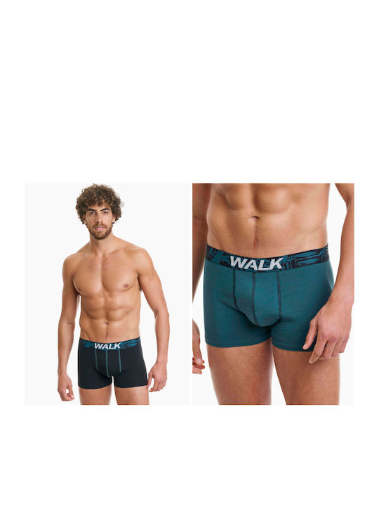 Walk Ανδρικά Μποξεράκια ΜΑΥΡΟ/ΠΕΤΡΟΛ 2Pack