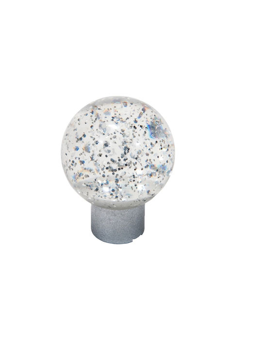Mital Πόμολο Επίπλου από Μέταλλο Διάφανο Με Glitter Φ25mm 15-11-461