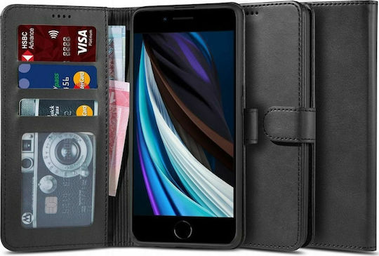 Tech-Protect Wallet Synthetic Leather / Silicone Black (iPhone SE 2020)