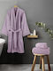 Nima Kimono Bademantel mit Kragen Lilac 380gr/m²