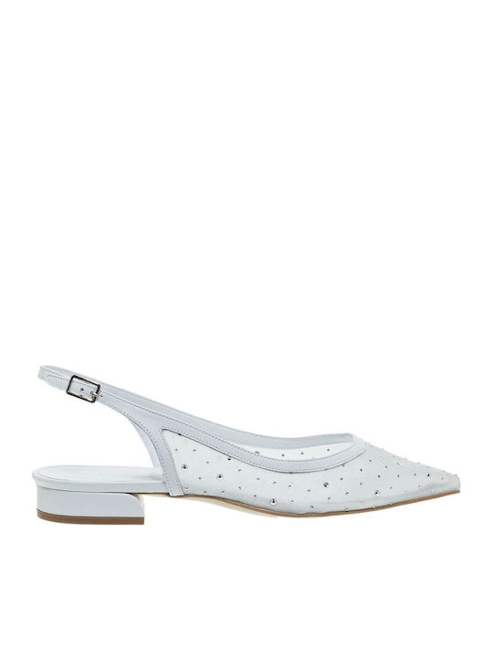 Γυναικείες Μπαλαρίνες Slingback με Λουράκι σε Λευκό Χρώμα