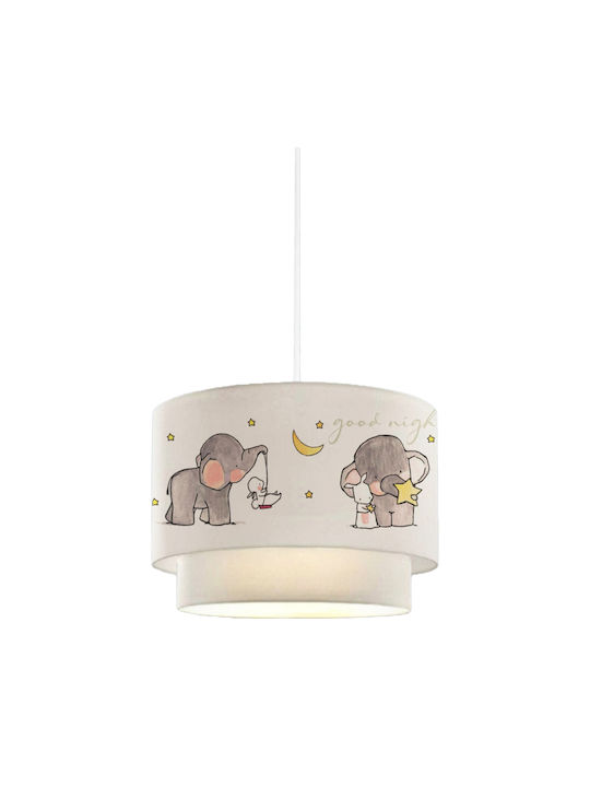 HomeMarkt Teddy Bear Μονόφωτο Παιδικό Φωτιστικό Κρεμαστό από Ύφασμα 60W με Υποδοχή E27 Λευκό