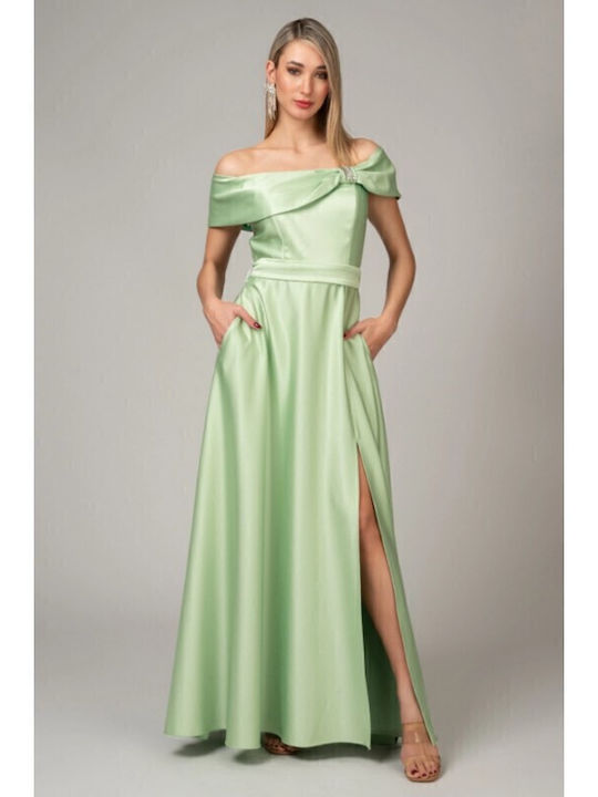 Cecilia Personal Rochie Satin Nuntă - Botez Verde
