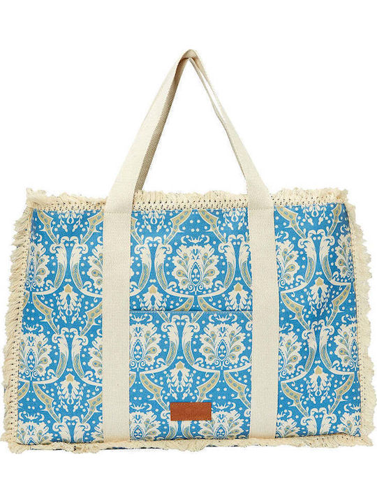 Achilleas Accessories Υφασμάτινη Τσάντα Θαλάσσης Μπλε