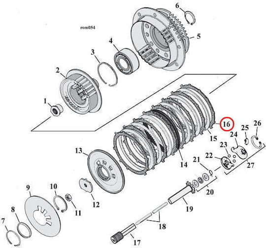 Harley-Davidson Clutch Plate Set 90-97 Big Twin 91-22 XL Sportster 08-12 XR1200 Alto Clutch Plate Set Red Eagle