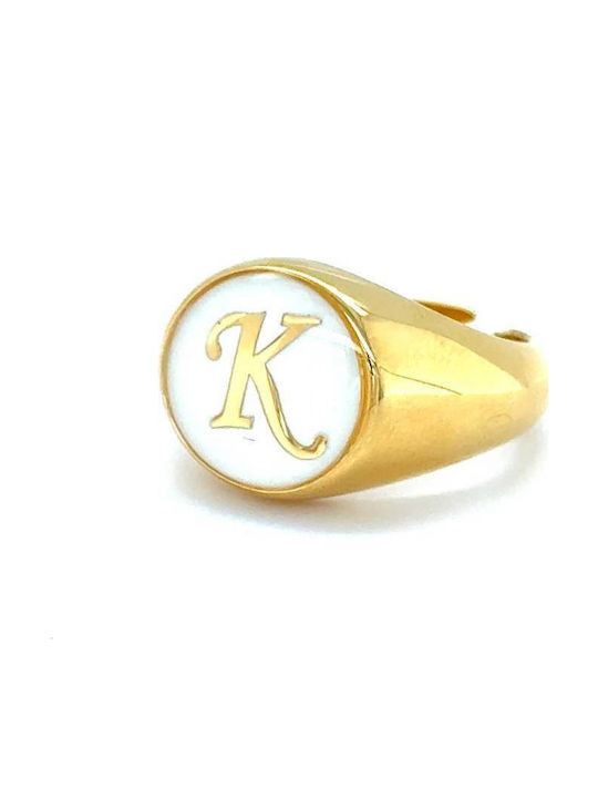 Gregio Chevalier Ring with Enamel made of Silver Gold Plated