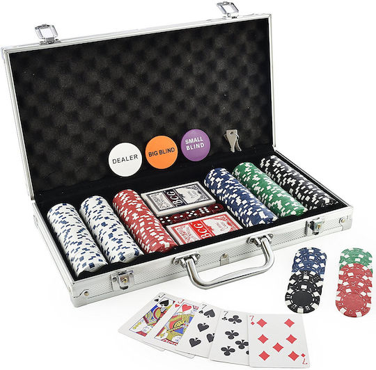 Action One Set 300 Poker Chips In Suitcase 11.5g