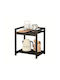 Wooden Bedside Table with Metal Legs Black 43x33x50cm