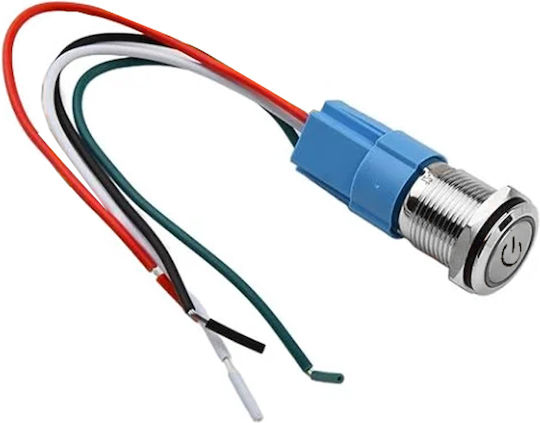 Button Switch LED Illuminated Waterproof Momentary Command Φ16mm 12v-24v Stainless Steel W14412-3