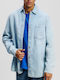 Μακρυμάνικo Τζιν Overshirt σε Κανονική Γραμμή Light Blue