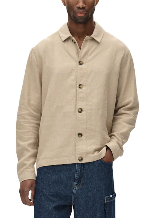 Gabba Long Sleeve Linen Overshirt in Regular Fi...