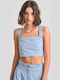 Γυναικείο Crop Top Βαμβακερό baby blue
