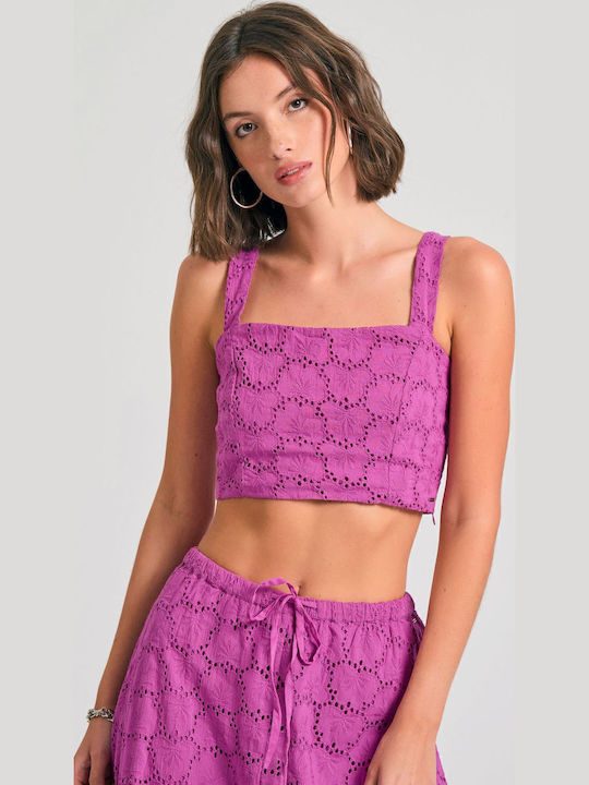Γυναικείο Crop Top Βαμβακερό Μωβ