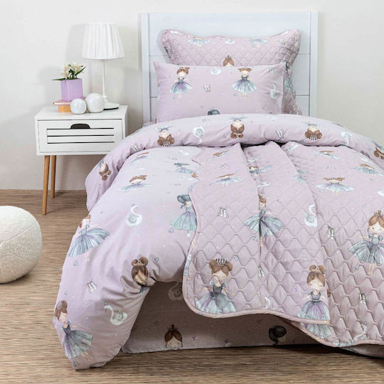 Borea Комплект чаршафи Единично Памучни Odette Lila 160x250см 3бр