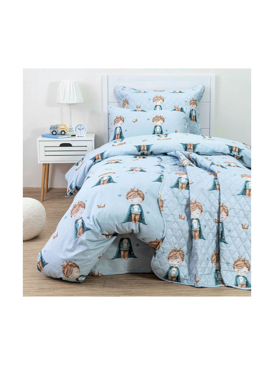 Borea Kids Single Quilt Set with Pillowcase Little King Petrol 160x220cm
