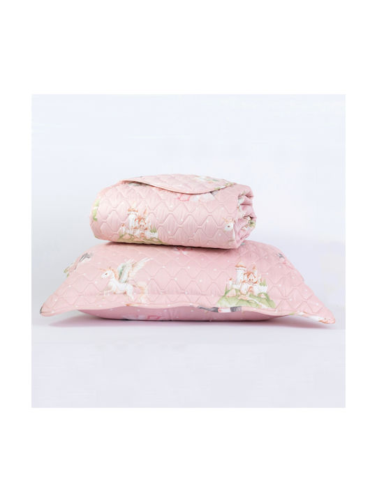 Borea Kids Quilt Set Single with Pillowcase Emeralda Powder Pink 160x220cm