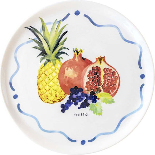 Hermia Plate Shallow Ceramic Multicolour with Diameter 30cm