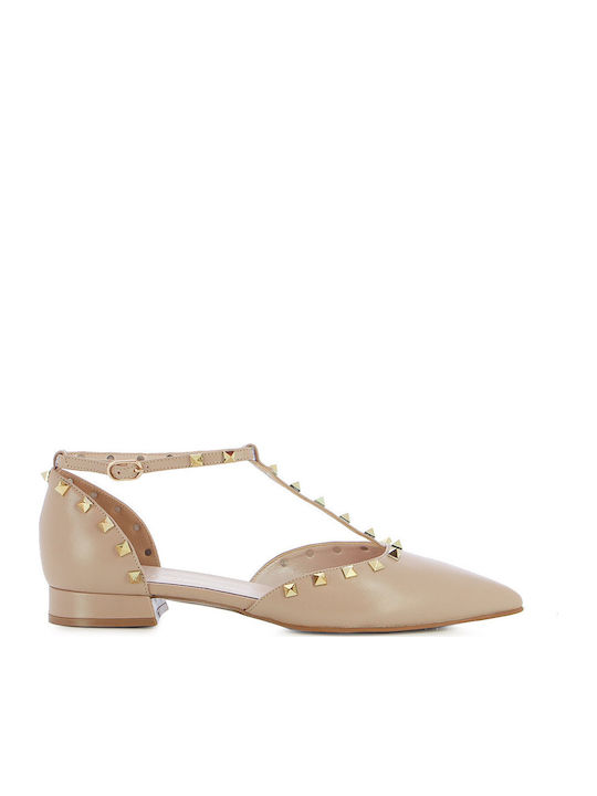 Fratelli Petridi Leather Beige Low Heels