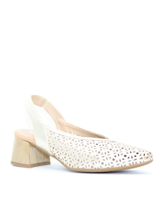 Leder Pumps mit mittelhohem Absatz Goldene