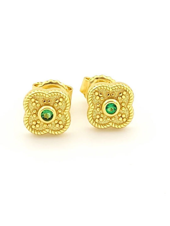 Silver Union Earrings made of Silver Gold Plated with Stones