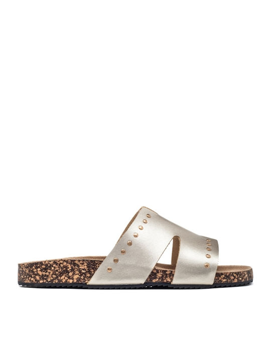Flache Sandalen für Damen Flatforms in Gold Farbe