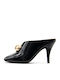 Mules aus Lackleder mit Hoch Absatz in Schwarz Farbe