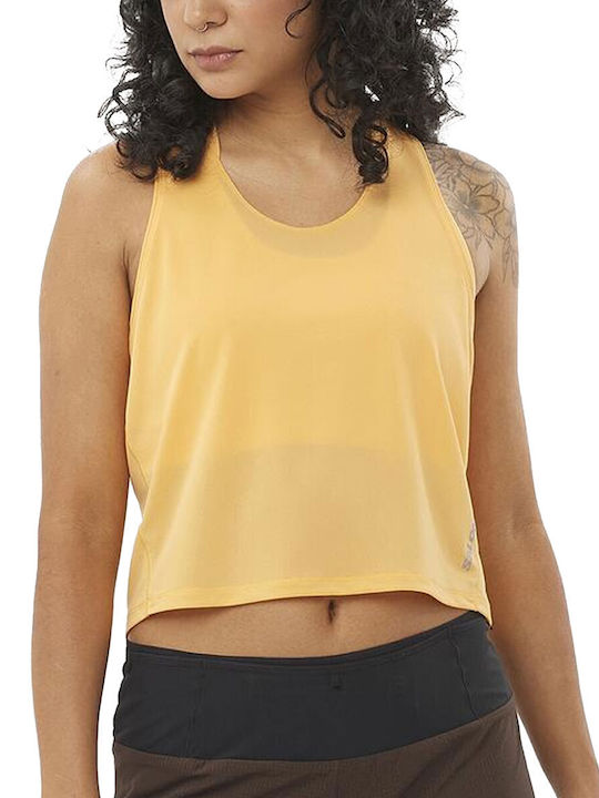 Sense Aero Γυναικείο Αθλητικό Crop Top Αμάνικο Fast Drying Κίτρινο
