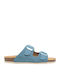 Leather Women's Flat Sandals Blue