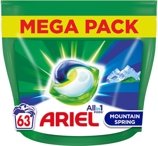 Ariel Mountain Spring Detergent for Whites Clothes (63 Capsules)