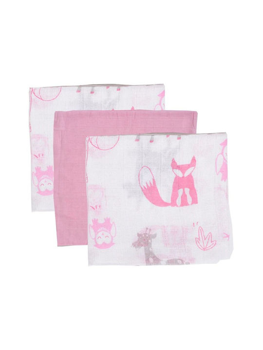 Gamberritos Kids Swaddle Wraps Pink 80x80cm. 3pcs