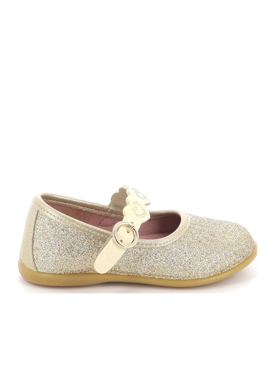 Kids Ballerinas with Adjustable Metal Clasp Gold