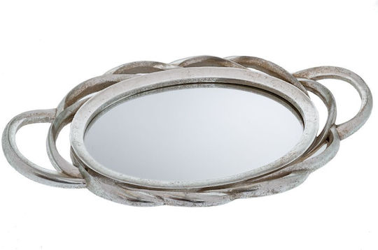 Iliadis Polyresin Oval Decorative Tray with Mirror 48.5x28x5cm