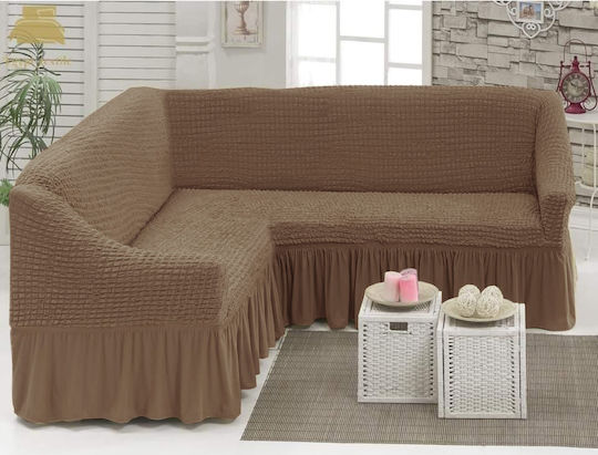 Saray Home Ελαστικό Κάλυμμα Γωνιακού Καναπέ Μπεζ 135x135cm