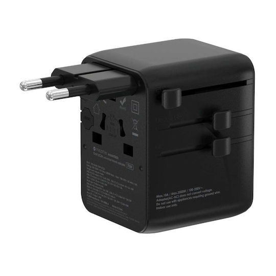 Mophie Încărcător Fără Cablu GaN cu 2 Porturi USB-A și 3 Porturi USB-C 70W Negruς (Essential )